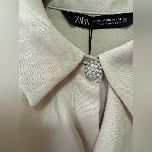 Zara Cream Ruffle Front Blouse - Picture 2 of 4